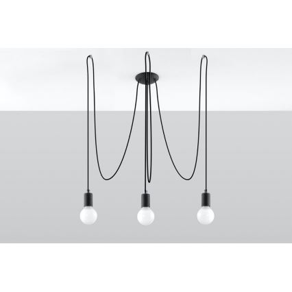 Подвесная люстра EDISON 3 3xE27/60W/230V паук черный