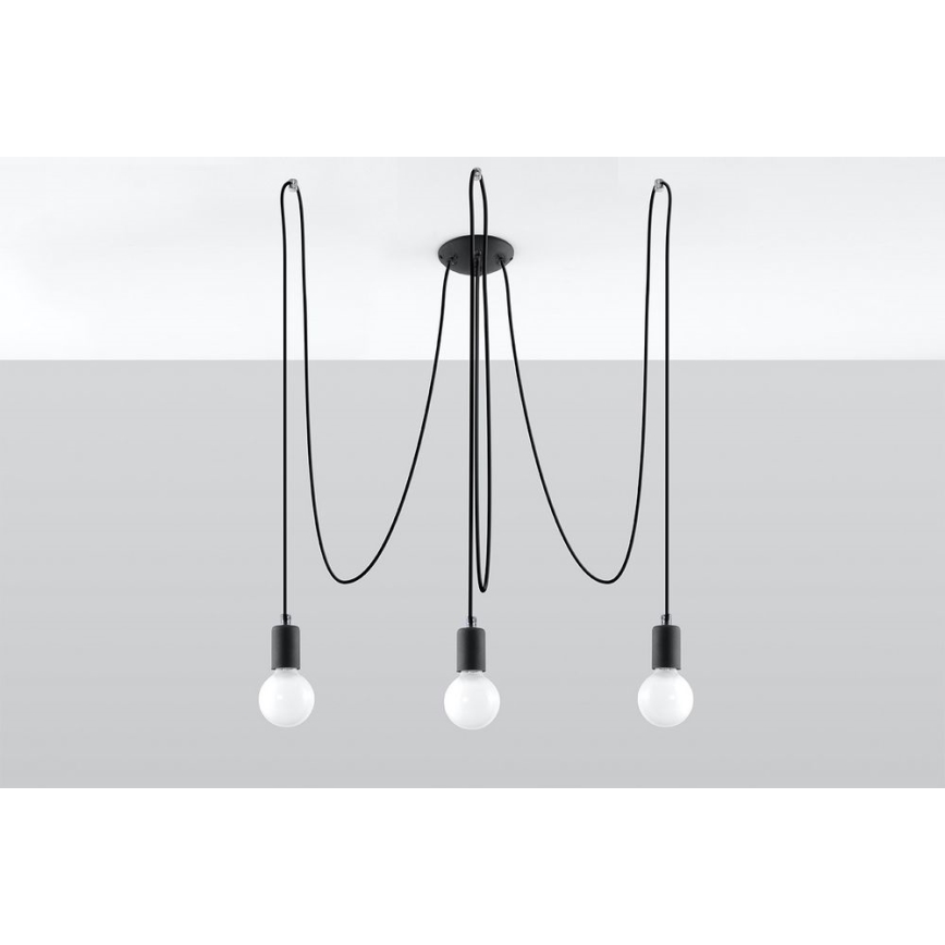 Подвесная люстра EDISON 3 3xE27/60W/230V паук черный