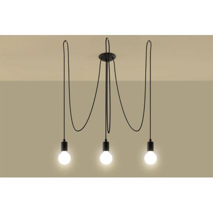 Подвесная люстра EDISON 3 3xE27/60W/230V паук черный