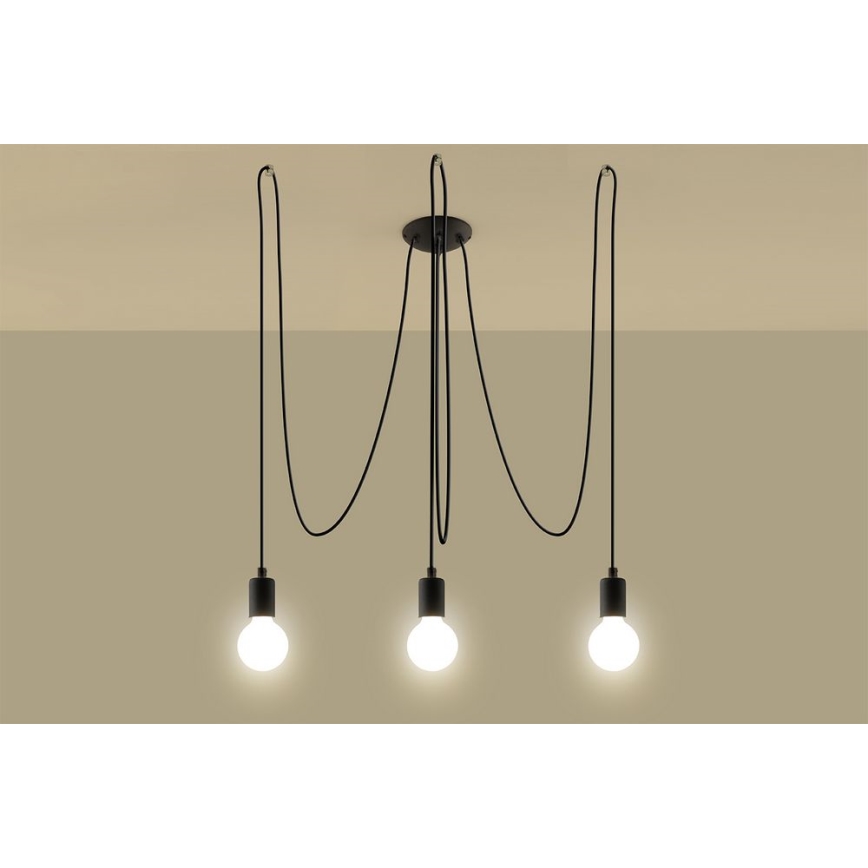 Подвесная люстра EDISON 3 3xE27/60W/230V паук черный