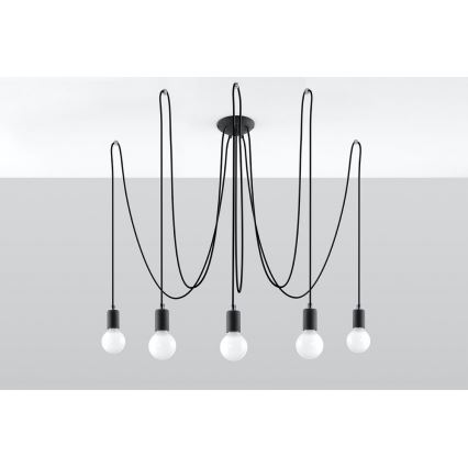 Подвесная люстра EDISON 5 5xE27/60W/230V паук черный