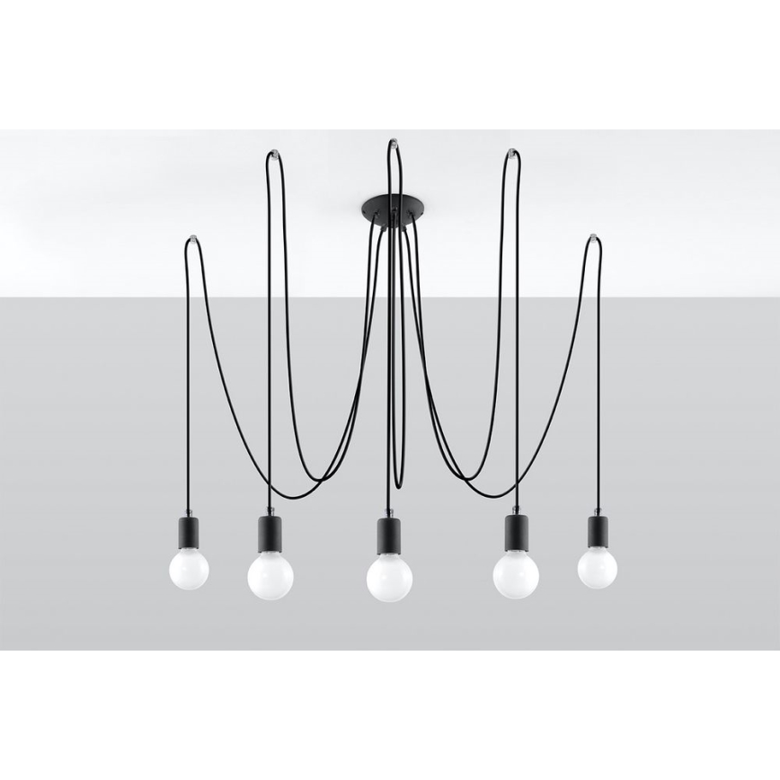 Подвесная люстра EDISON 5 5xE27/60W/230V паук черный