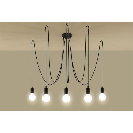Подвесная люстра EDISON 5 5xE27/60W/230V паук черный