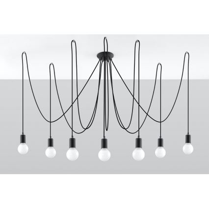 Подвесная люстра EDISON 7 7xE27/60W/230V паук черный