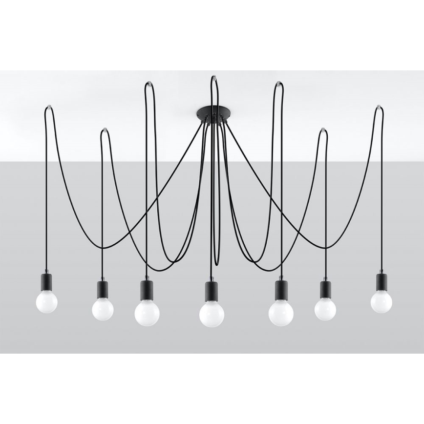 Подвесная люстра EDISON 7 7xE27/60W/230V паук черный