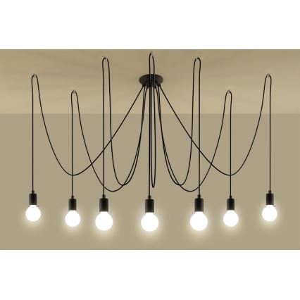 Подвесная люстра EDISON 7 7xE27/60W/230V паук черный