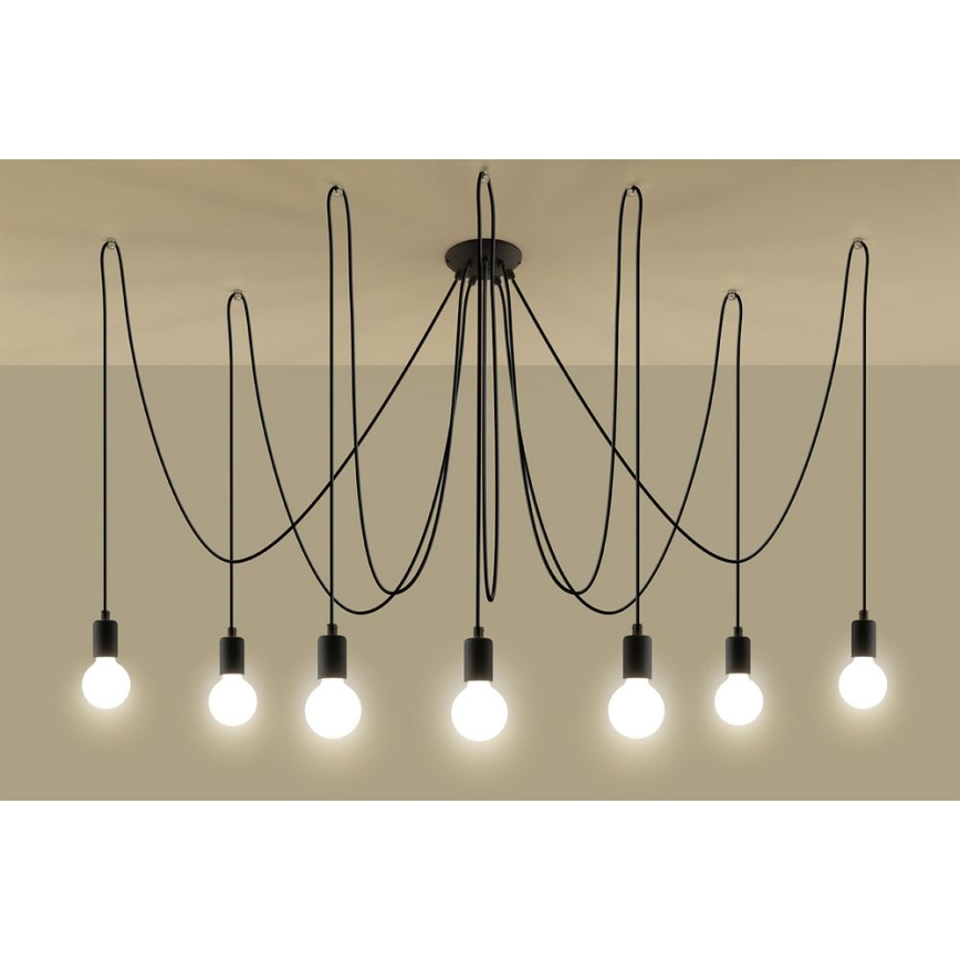 Подвесная люстра EDISON 7 7xE27/60W/230V паук черный