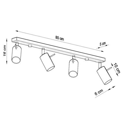 Стельовий точковий світильник RING 4xGU10/10W/230V