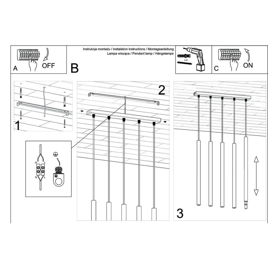Підвісна люстра PASTELO 5xG9/8W/230V білий
