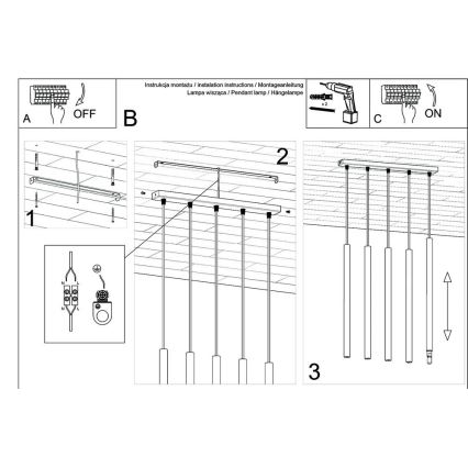 Подвесная люстра PASTELO 5xG9/8W/230V черный