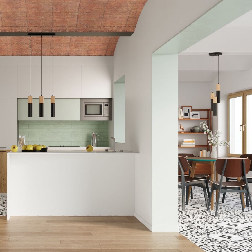 Подвесная люстра PABLO 1xGU10/40W/230V черный/бук