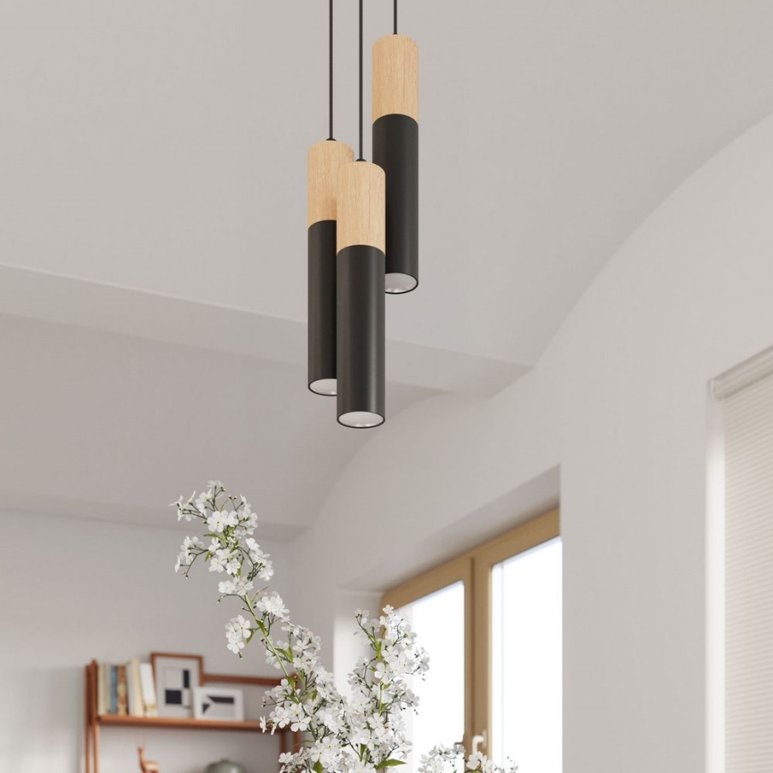 Стельовий світильник PABLO 1xGU10/40W/230V чорний/бук