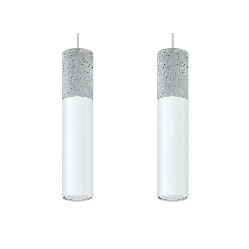 Подвесная люстра BORGIO 2xGU10/40W/230V бетон/металл белый