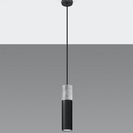 Підвісний світильник на тросі BORGIO 1xGU10/40W/230V бетон/метал чорний