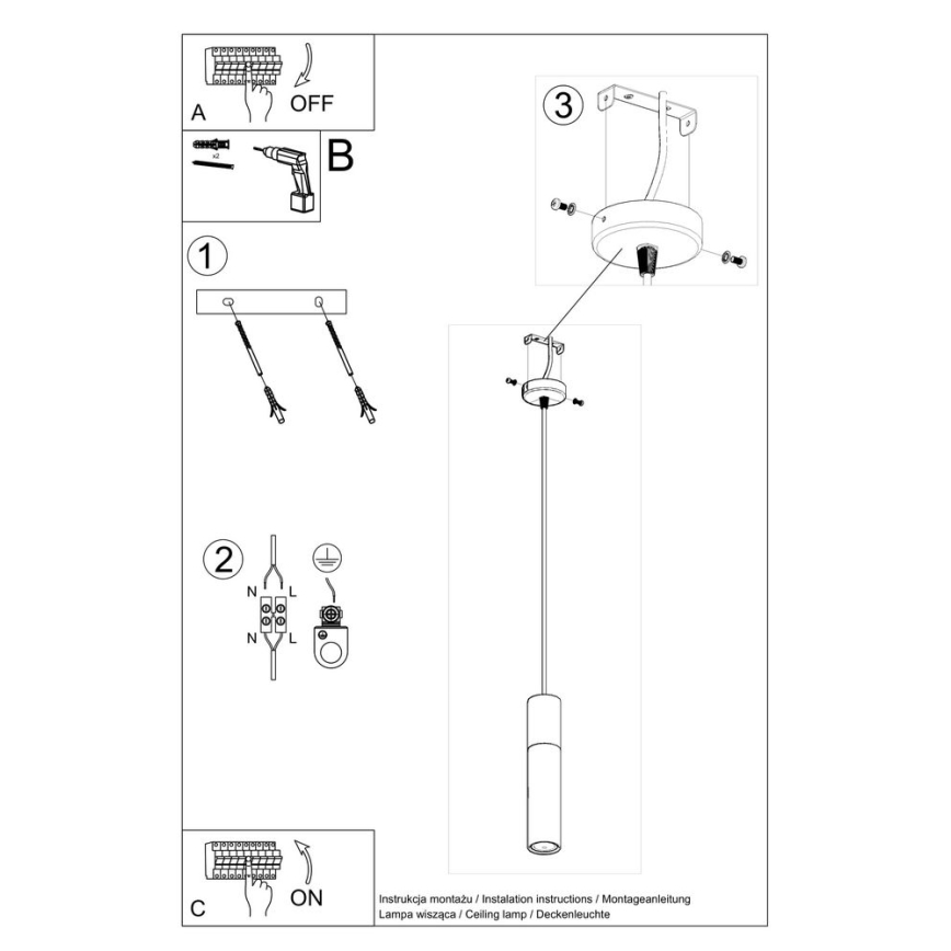 Подвесная люстра BORGIO 1xGU10/40W/230V бетон/металл черный