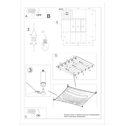 LED стельовий світильник LUNA 6xG13/8,5W/230V 140x140 см білий