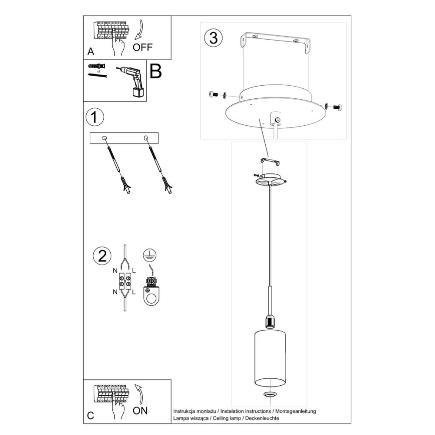 Люстра на тросе OTTO 1xE27/60W/230V ⌀ 15 см черная