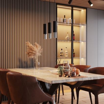 Підвісна люстра LOOPEZ 1xGU10/10W/230V чорний/глянцевий хром