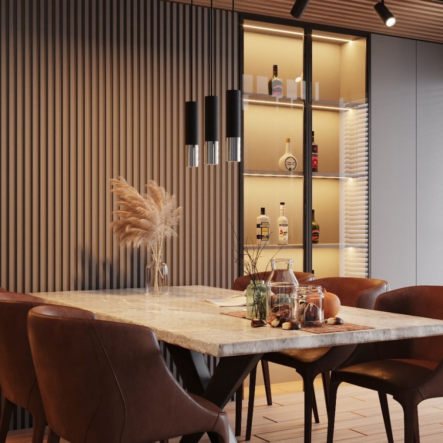 Підвісна люстра LOOPEZ 1xGU10/10W/230V чорний/глянцевий хром