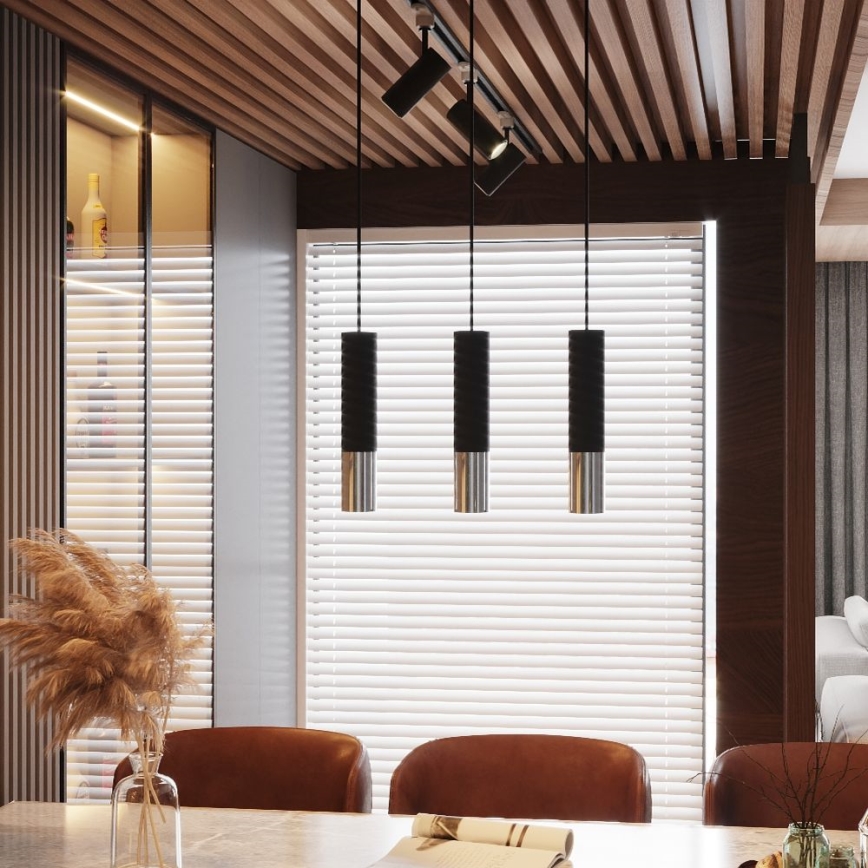 Підвісна люстра LOOPEZ 1xGU10/10W/230V чорний/глянцевий хром