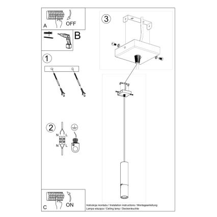 Подвесная люстра LOOPEZ 1xGU10/10W/230V черный/блестящий хром