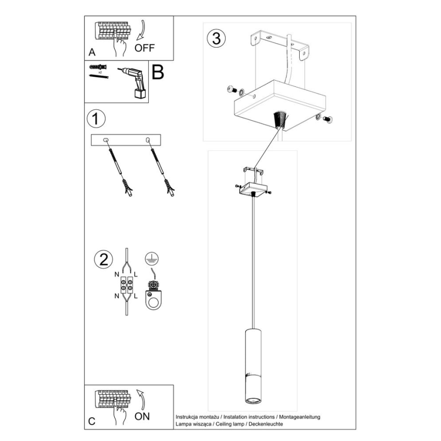 Подвесная люстра LOOPEZ 1xGU10/10W/230V черный/блестящий хром