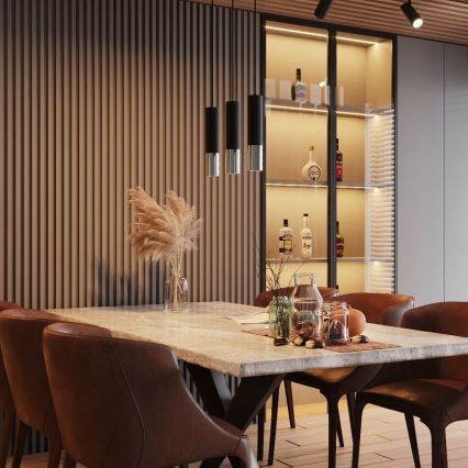 Підвісна люстра LOOPEZ 2xGU10/10W/230V чорний/глянцевий хром