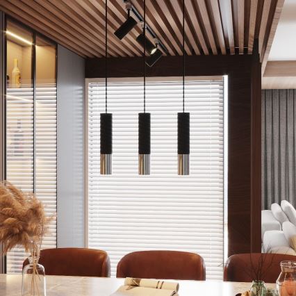 Підвісна люстра LOOPEZ 2xGU10/10W/230V чорний/глянцевий хром