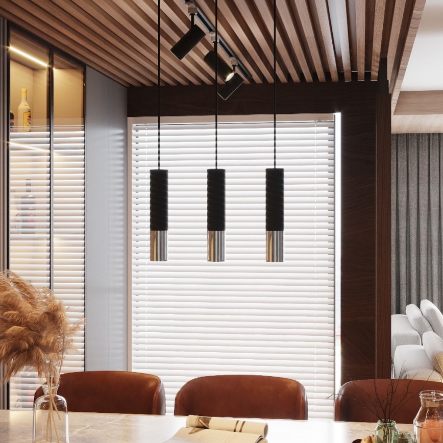 Підвісна люстра LOOPEZ 2xGU10/10W/230V чорний/глянцевий хром