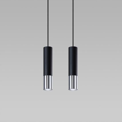 Підвісна люстра LOOPEZ 2xGU10/10W/230V чорний/глянцевий хром