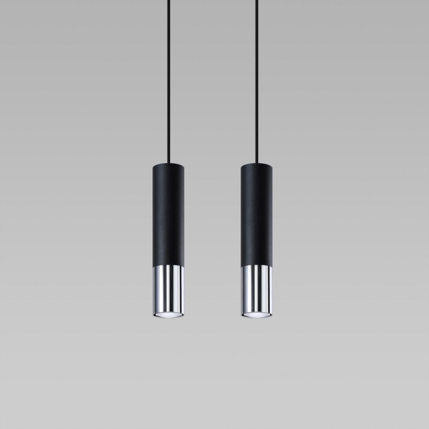 Підвісна люстра LOOPEZ 2xGU10/10W/230V чорний/глянцевий хром