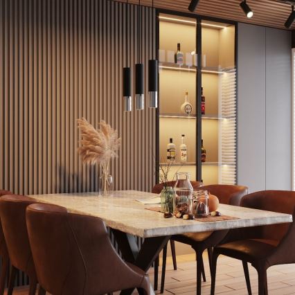 Підвісна люстра LOOPEZ 3xGU10/10W/230V чорний/глянцевий хром