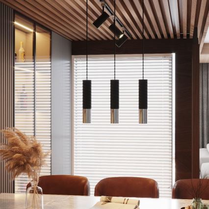 Підвісна люстра LOOPEZ 3xGU10/10W/230V чорний/глянцевий хром