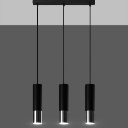 Підвісна люстра LOOPEZ 3xGU10/10W/230V чорний/глянцевий хром