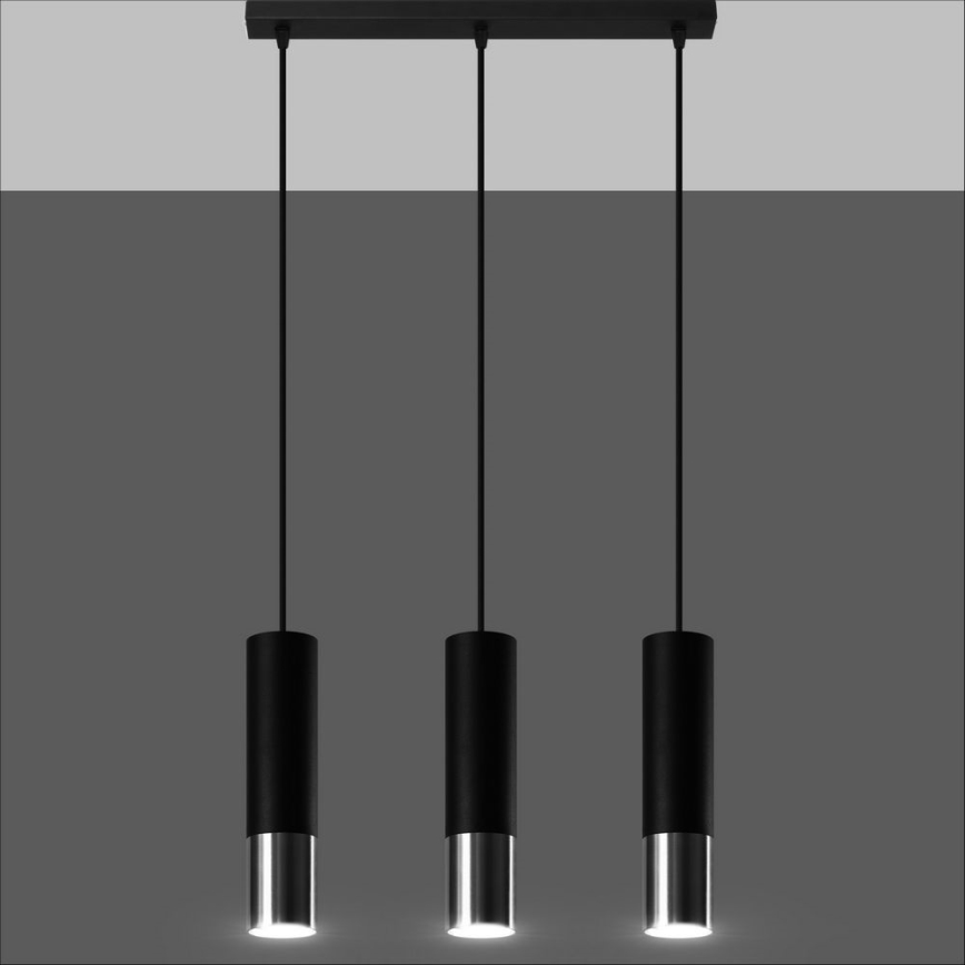 Підвісна люстра LOOPEZ 3xGU10/10W/230V чорний/глянцевий хром