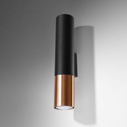Настінний світильник LOOPEZ 2xGU10/10W/230V чорний/мідь