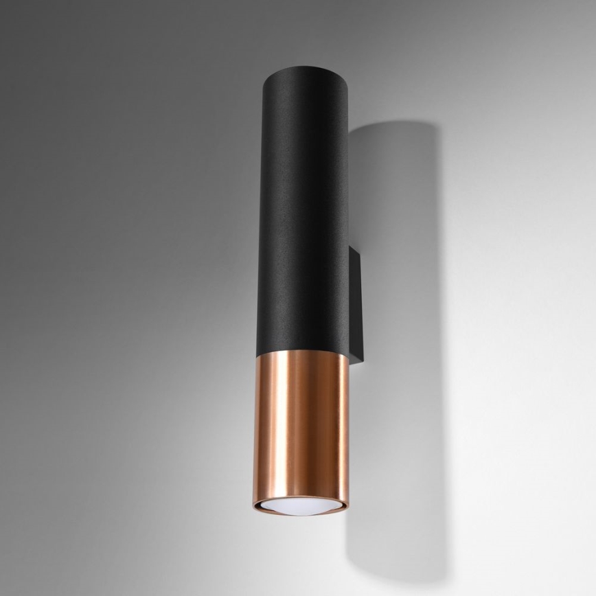 Настінний світильник LOOPEZ 2xGU10/10W/230V чорний/мідь