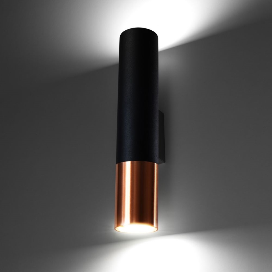 Настінний світильник LOOPEZ 2xGU10/10W/230V чорний/мідь