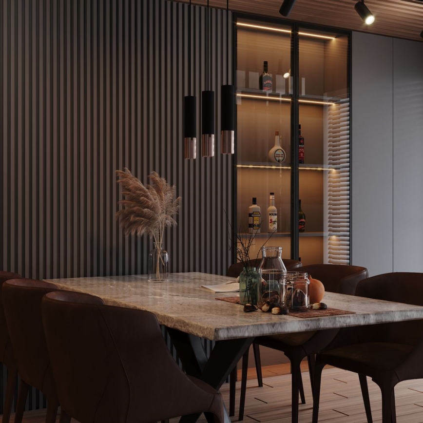 Підвісна люстра LOOPEZ 1xGU10/10W/230V чорний/мідь