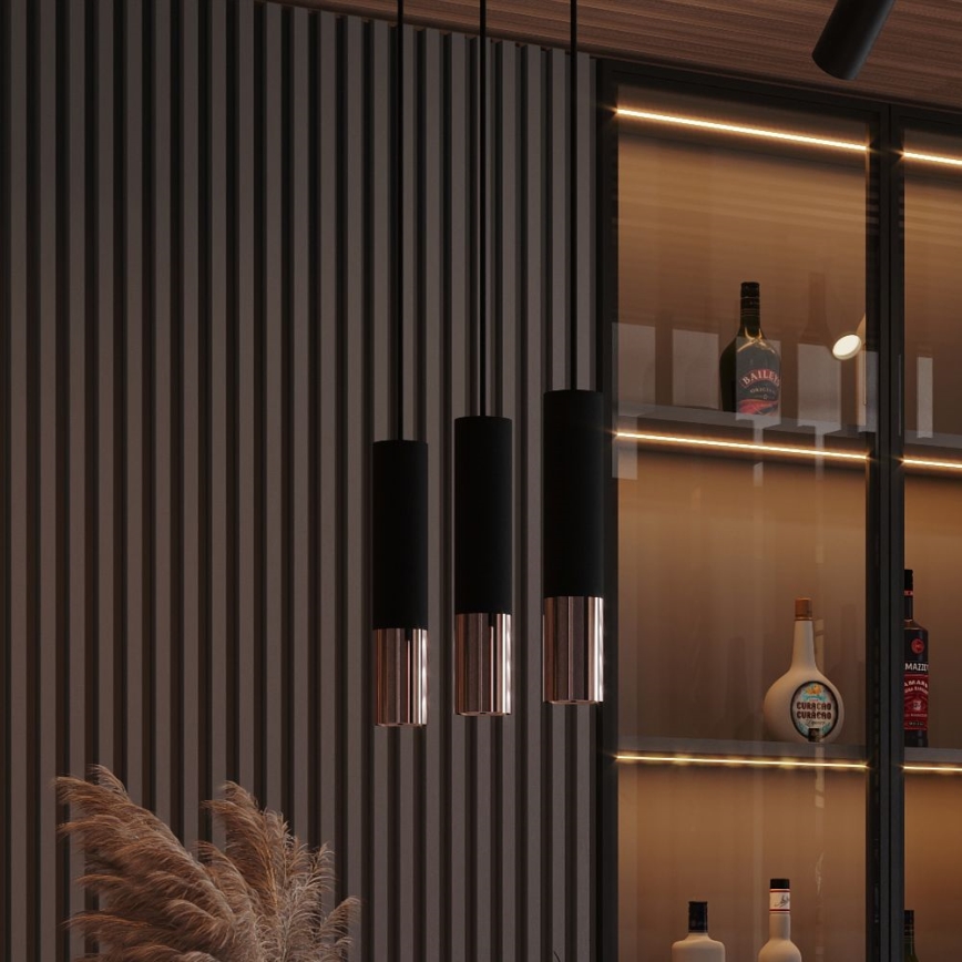 Підвісна люстра LOOPEZ 1xGU10/10W/230V чорний/мідь