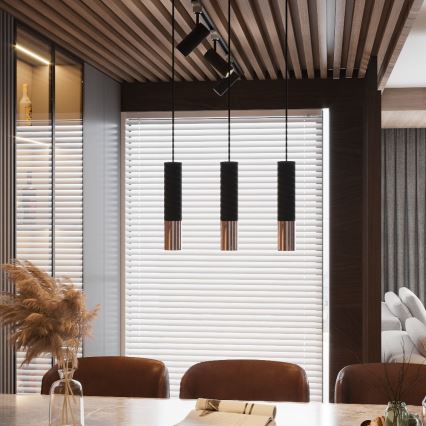 Підвісна люстра LOOPEZ 3xGU10/10W/230V чорний/мідь