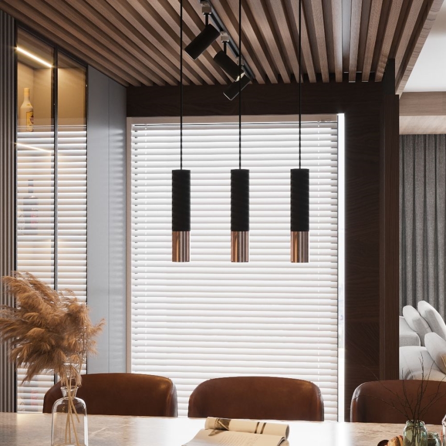 Підвісна люстра LOOPEZ 3xGU10/10W/230V чорний/мідь