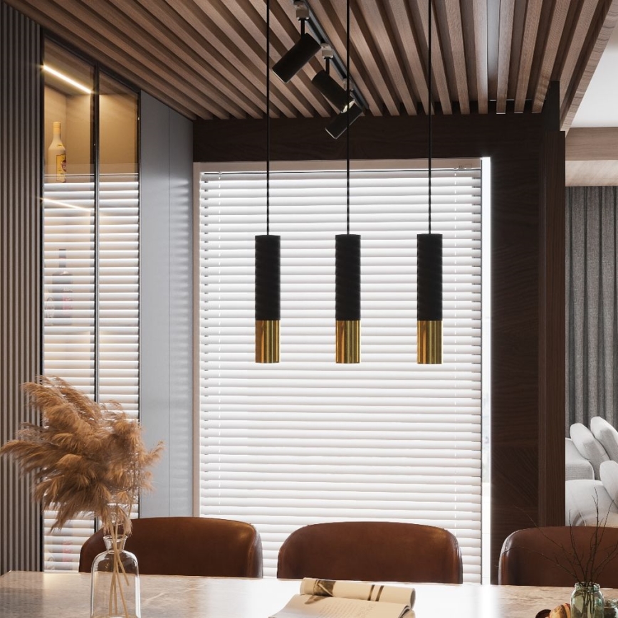 Підвісна люстра LOOPEZ 2xGU10/10W/230V чорний/золотий