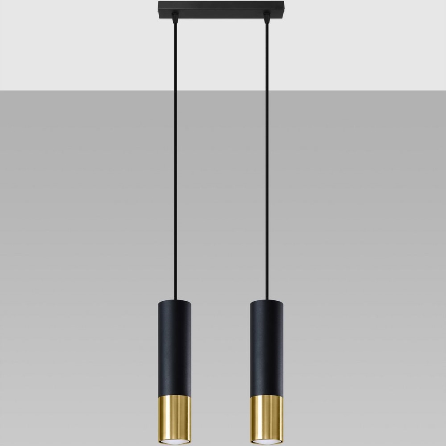 Підвісна люстра LOOPEZ 2xGU10/10W/230V чорний/золотий