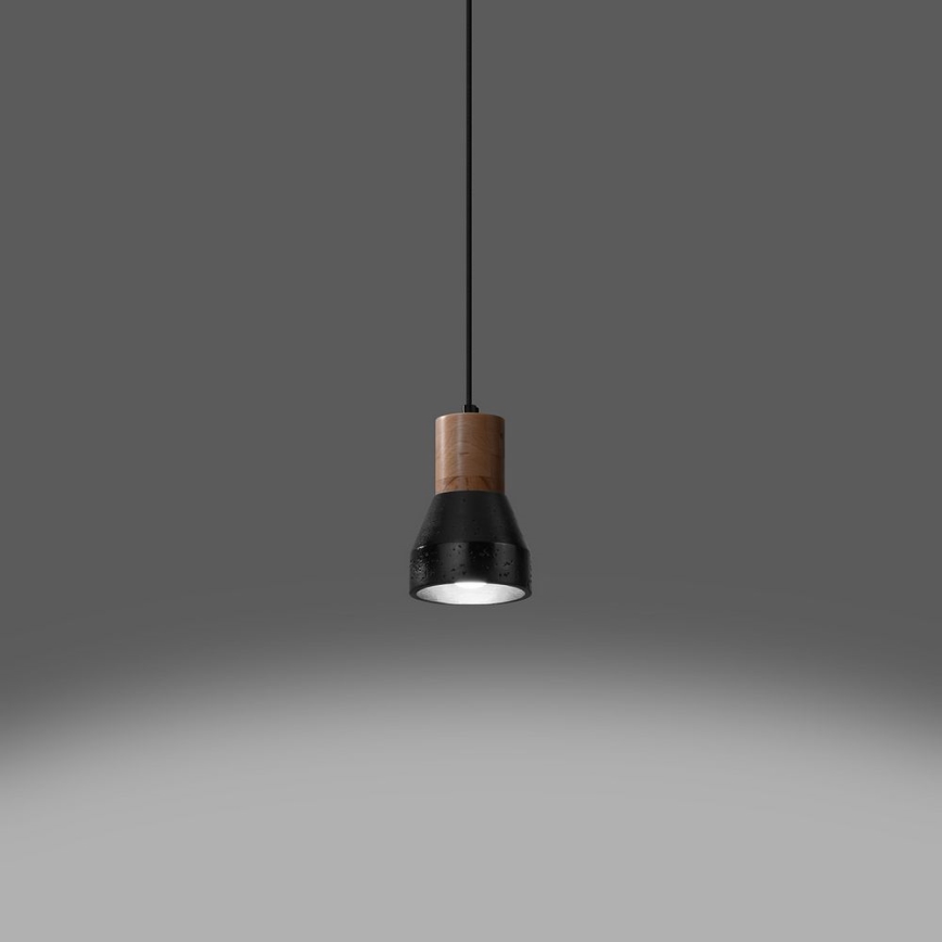 Підвісна люстра QUBIC 1xE27/60W/230V бетон/береза/бук/чорний