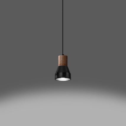 Подвесная люстра QUBIC 1xE27/60W/230V бетон/береза/бук/черный