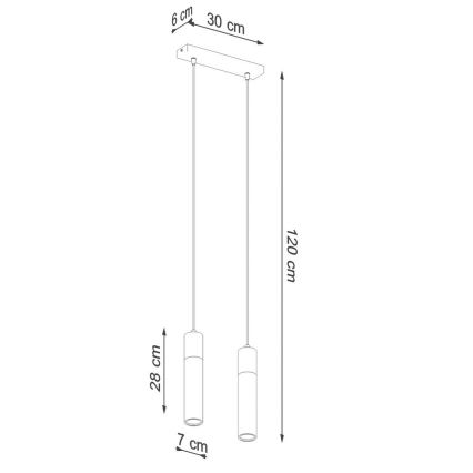 Підвісна люстра ZANE 2xGU10/40W/230V бетон/береза/бук