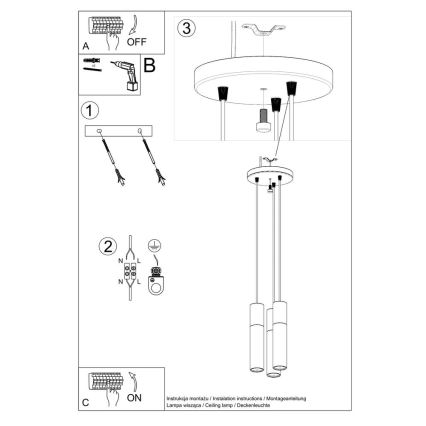 Подвесная люстра PABLO 3xGU10/40W/230V черный/бук