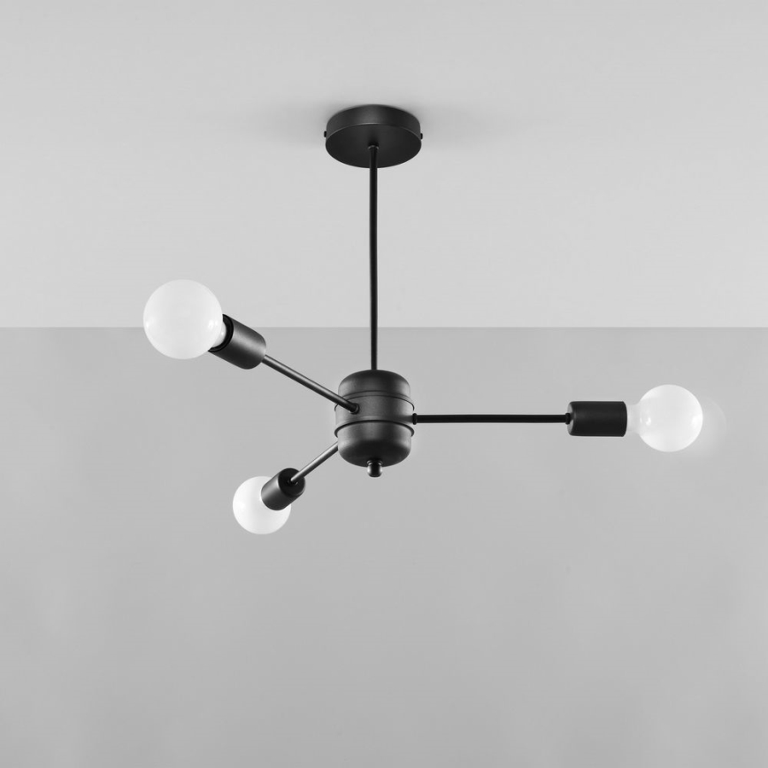 Люстра на штанге LANGO 3xE27/60W/230V черная