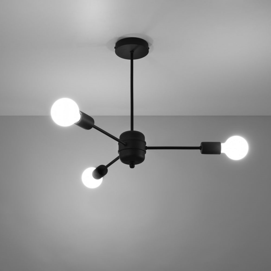 Люстра на штанзі LANGO 3xE27/60W/230V чорний